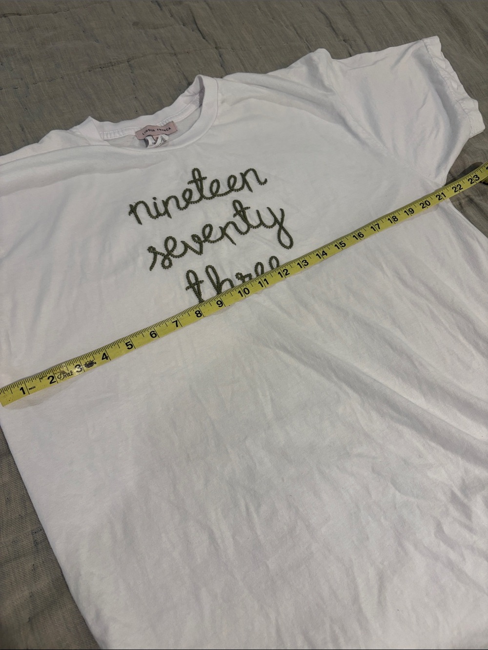 White Lingua Franca XL Tee with 'nineteen seventy three' embroidery - Picture 4 of 6
